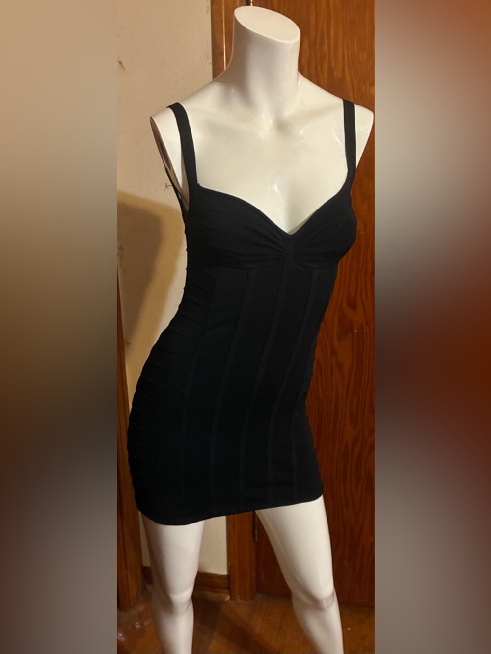 2B Bebe Black Spaghetti Strap Bandage Mini Dress - Size S
